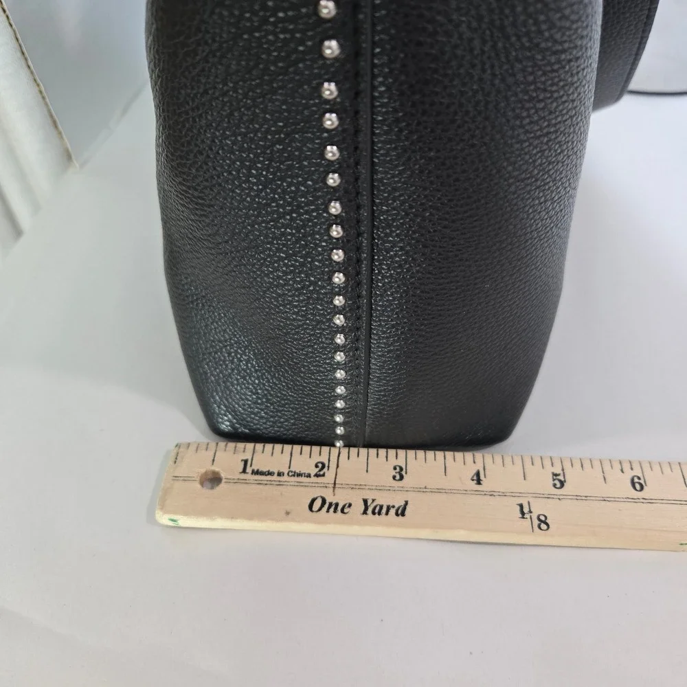 Brighton Tote Bag Black Snakeskin Studded Leather Heart Charm Crossbody